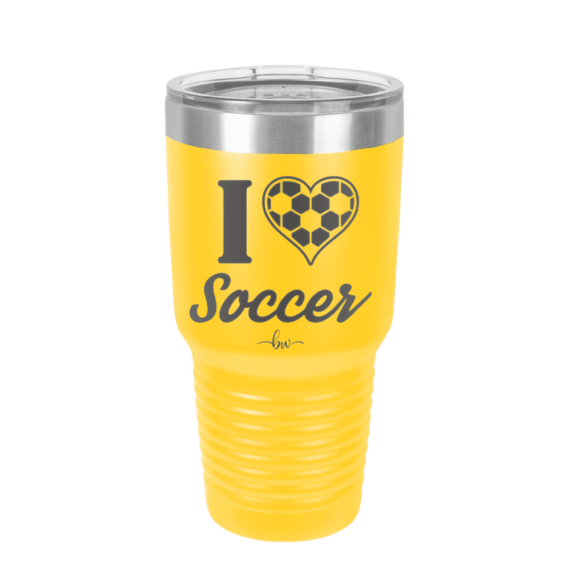 I Heart Soccer - Laser Engraved Stainless Steel Drinkware - 1909 -