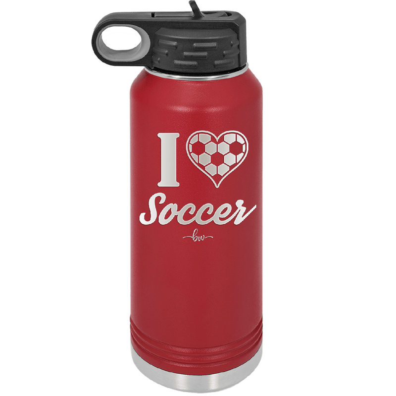I Heart Soccer - Laser Engraved Stainless Steel Drinkware - 1909 -