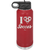I Heart Soccer - Laser Engraved Stainless Steel Drinkware - 1909 -
