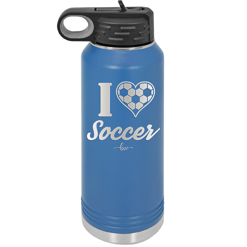 I Heart Soccer - Laser Engraved Stainless Steel Drinkware - 1909 -