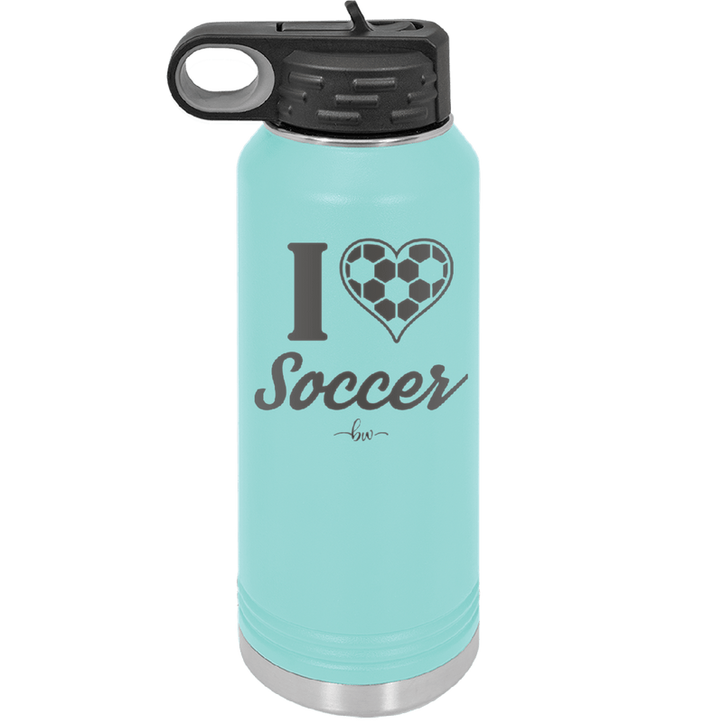 I Heart Soccer - Laser Engraved Stainless Steel Drinkware - 1909 -