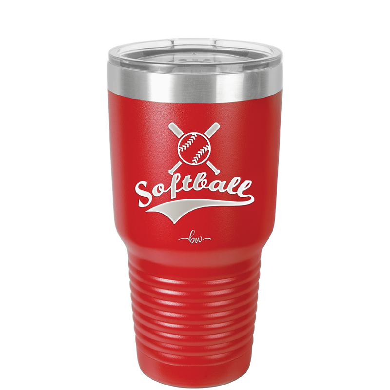 Softball with Bats and Ball - Laser Engraved Stainless Steel Drinkware - 1917 -
