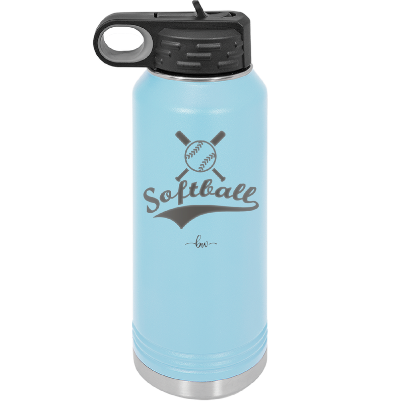 Softball with Bats and Ball - Laser Engraved Stainless Steel Drinkware - 1917 -