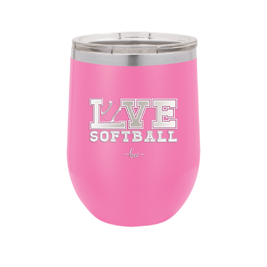 Love Softball - Laser Engraved Stainless Steel Drinkware - 1918 -