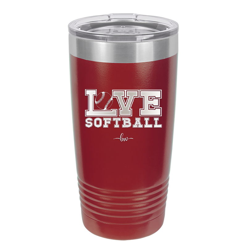 Love Softball - Laser Engraved Stainless Steel Drinkware - 1918 -