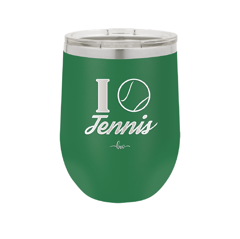 I Heart Tennis - Laser Engraved Stainless Steel Drinkware - 1921 -