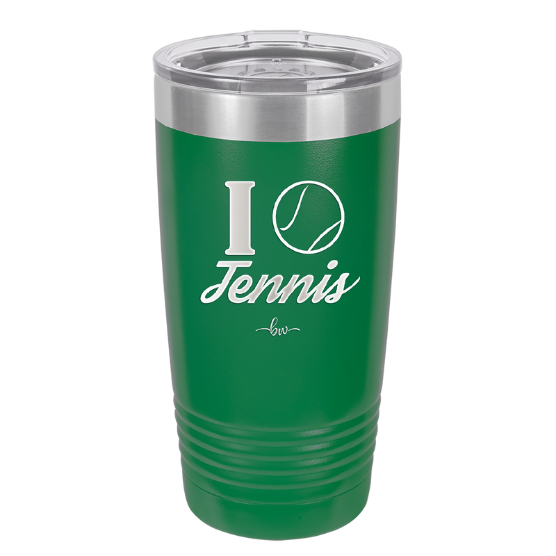 I Heart Tennis - Laser Engraved Stainless Steel Drinkware - 1921 -