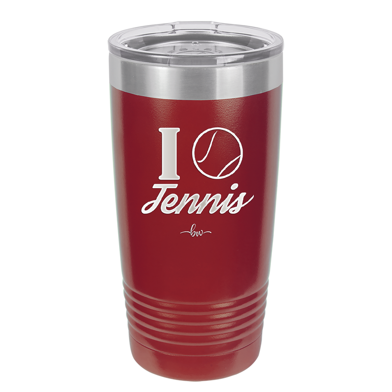 I Heart Tennis - Laser Engraved Stainless Steel Drinkware - 1921 -