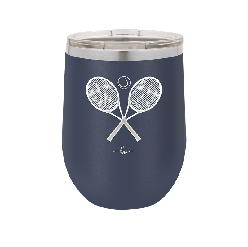 Tennis Crossed Rackets - Laser Engraved Stainless Steel Drinkware - 1922 -