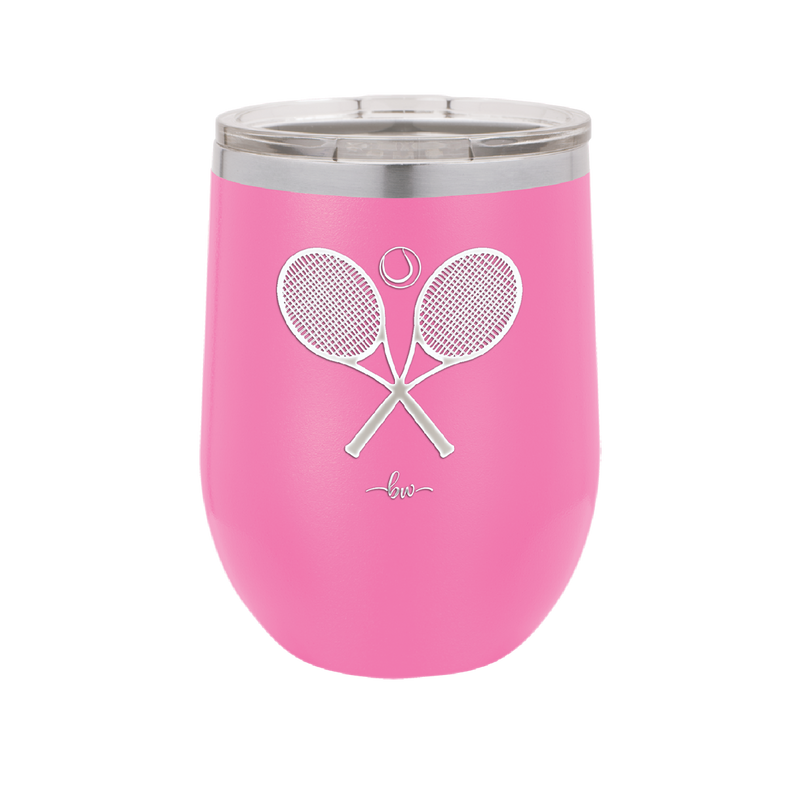 Tennis Crossed Rackets - Laser Engraved Stainless Steel Drinkware - 1922 -
