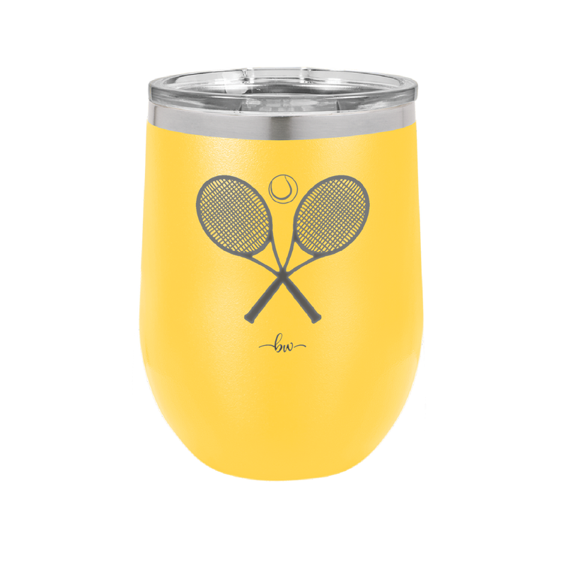 Tennis Crossed Rackets - Laser Engraved Stainless Steel Drinkware - 1922 -