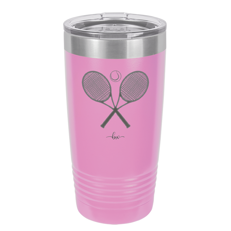 Tennis Crossed Rackets - Laser Engraved Stainless Steel Drinkware - 1922 -