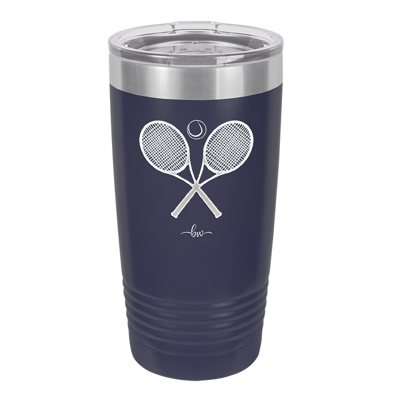 Tennis Crossed Rackets - Laser Engraved Stainless Steel Drinkware - 1922 -