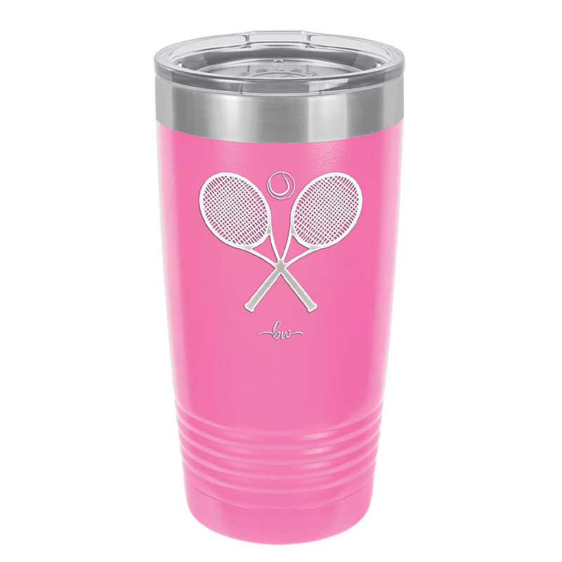 Tennis Crossed Rackets - Laser Engraved Stainless Steel Drinkware - 1922 -