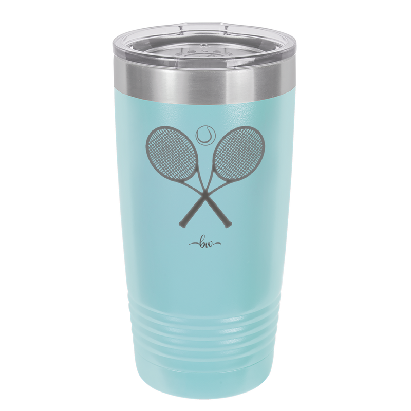 Tennis Crossed Rackets - Laser Engraved Stainless Steel Drinkware - 1922 -