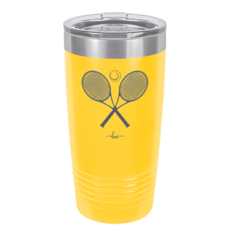 Tennis Crossed Rackets - Laser Engraved Stainless Steel Drinkware - 1922 -