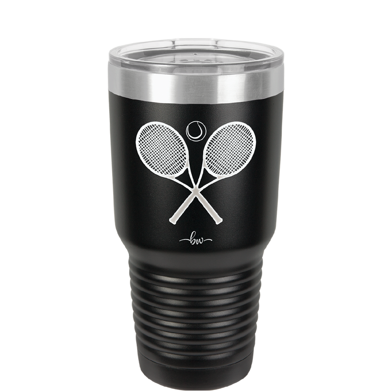 Tennis Crossed Rackets - Laser Engraved Stainless Steel Drinkware - 1922 -
