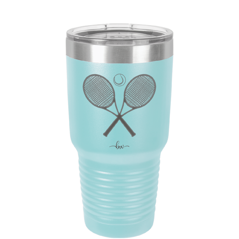 Tennis Crossed Rackets - Laser Engraved Stainless Steel Drinkware - 1922 -