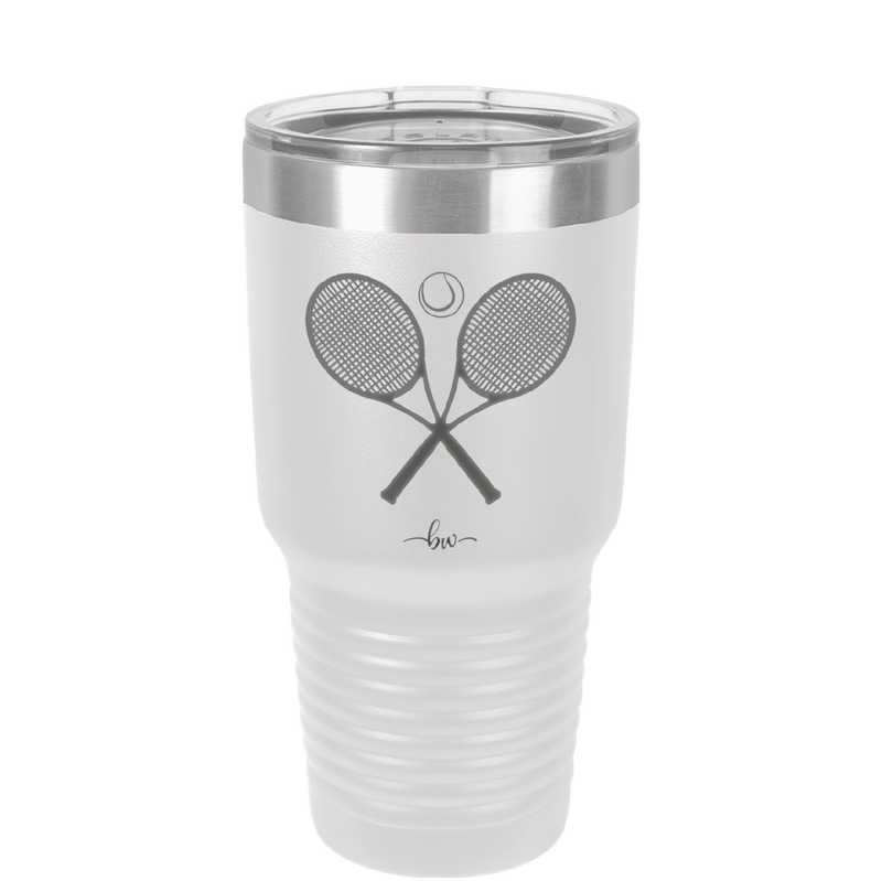 Tennis Crossed Rackets - Laser Engraved Stainless Steel Drinkware - 1922 -