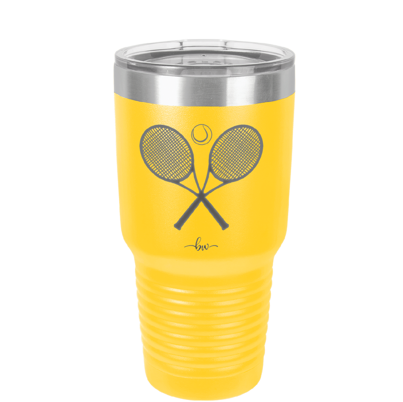 Tennis Crossed Rackets - Laser Engraved Stainless Steel Drinkware - 1922 -