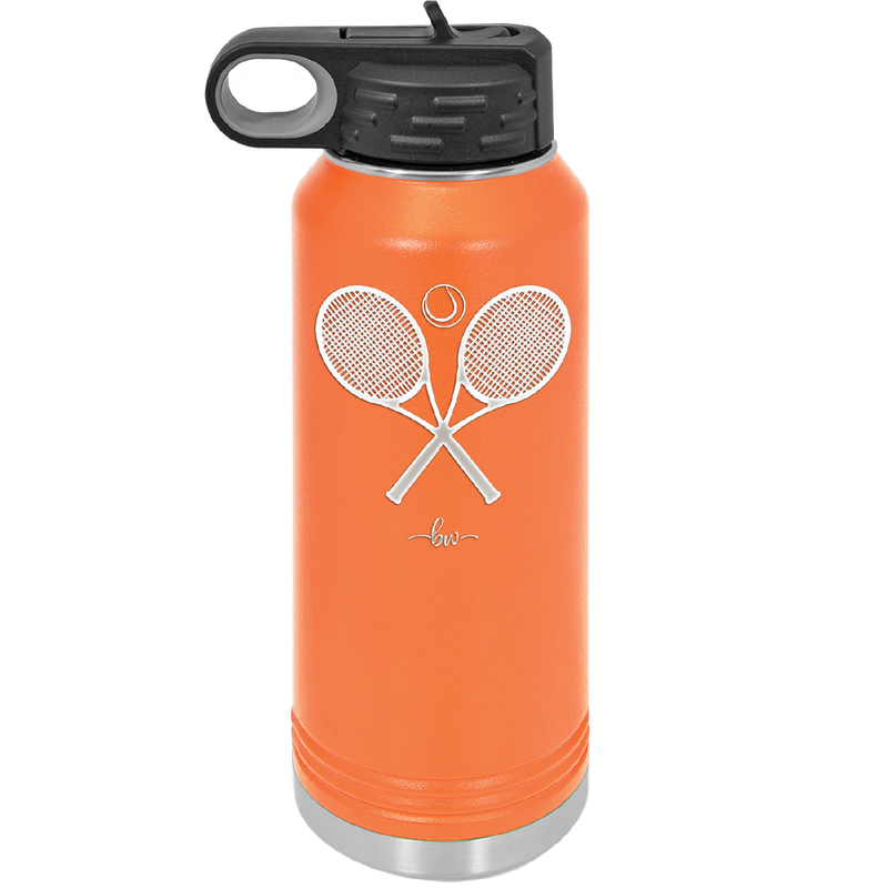 Tennis Crossed Rackets - Laser Engraved Stainless Steel Drinkware - 1922 -