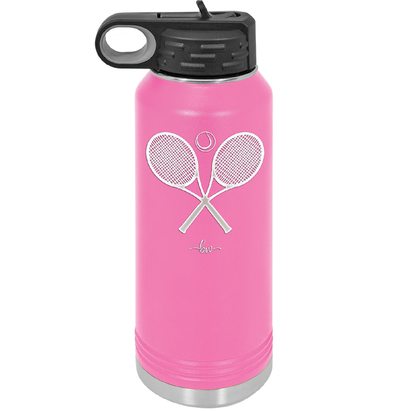 Tennis Crossed Rackets - Laser Engraved Stainless Steel Drinkware - 1922 -