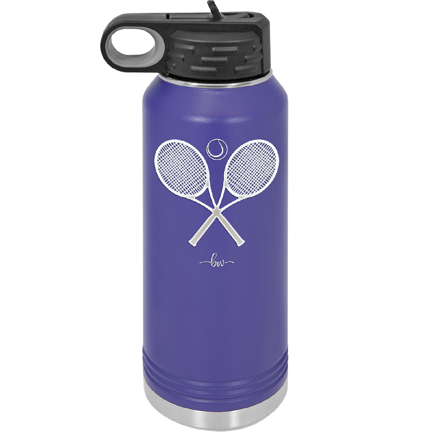 Tennis Crossed Rackets - Laser Engraved Stainless Steel Drinkware - 1922 -
