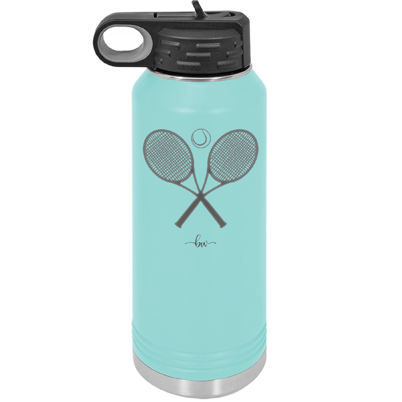 Tennis Crossed Rackets - Laser Engraved Stainless Steel Drinkware - 1922 -
