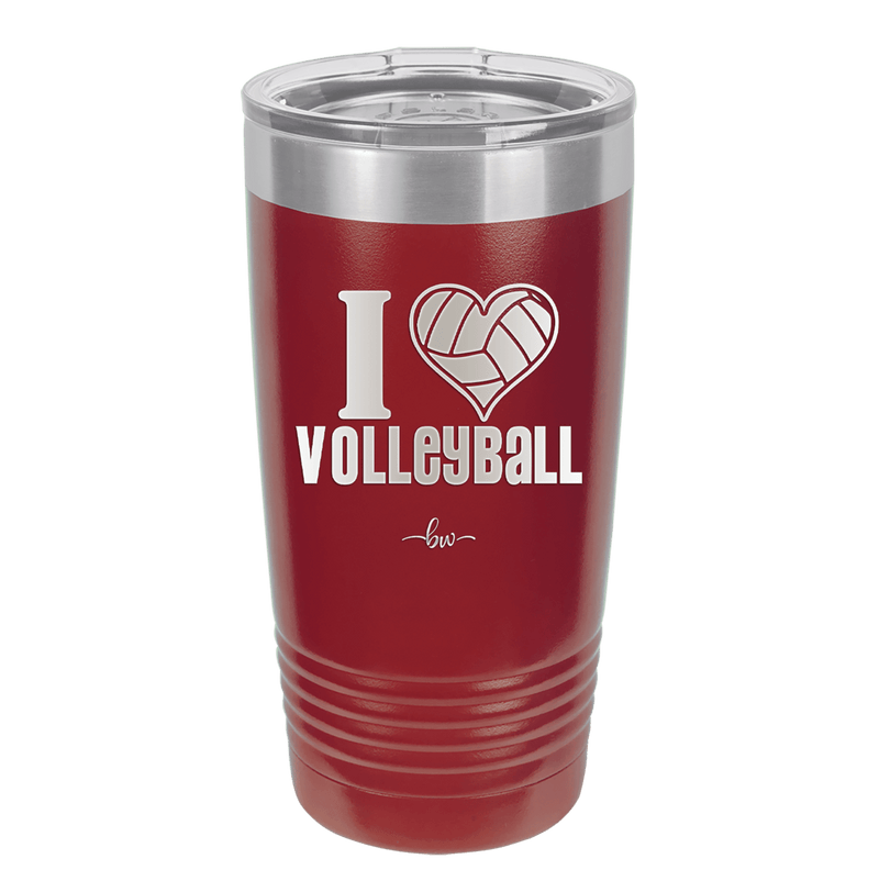 I Heart Volleyball - Laser Engraved Stainless Steel Drinkware - 1925 -