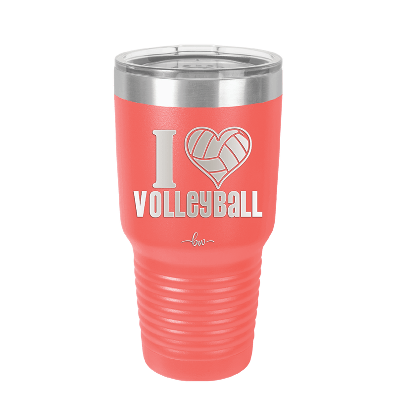 I Heart Volleyball - Laser Engraved Stainless Steel Drinkware - 1925 -