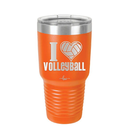I Heart Volleyball - Laser Engraved Stainless Steel Drinkware - 1925 -