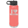 I Heart Volleyball - Laser Engraved Stainless Steel Drinkware - 1925 -