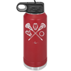 Lacrosse Crossed Sticks with Gear - Laser Engraved Stainless Steel Drinkware - 1941 -