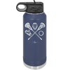 Lacrosse Crossed Sticks with Gear - Laser Engraved Stainless Steel Drinkware - 1941 -