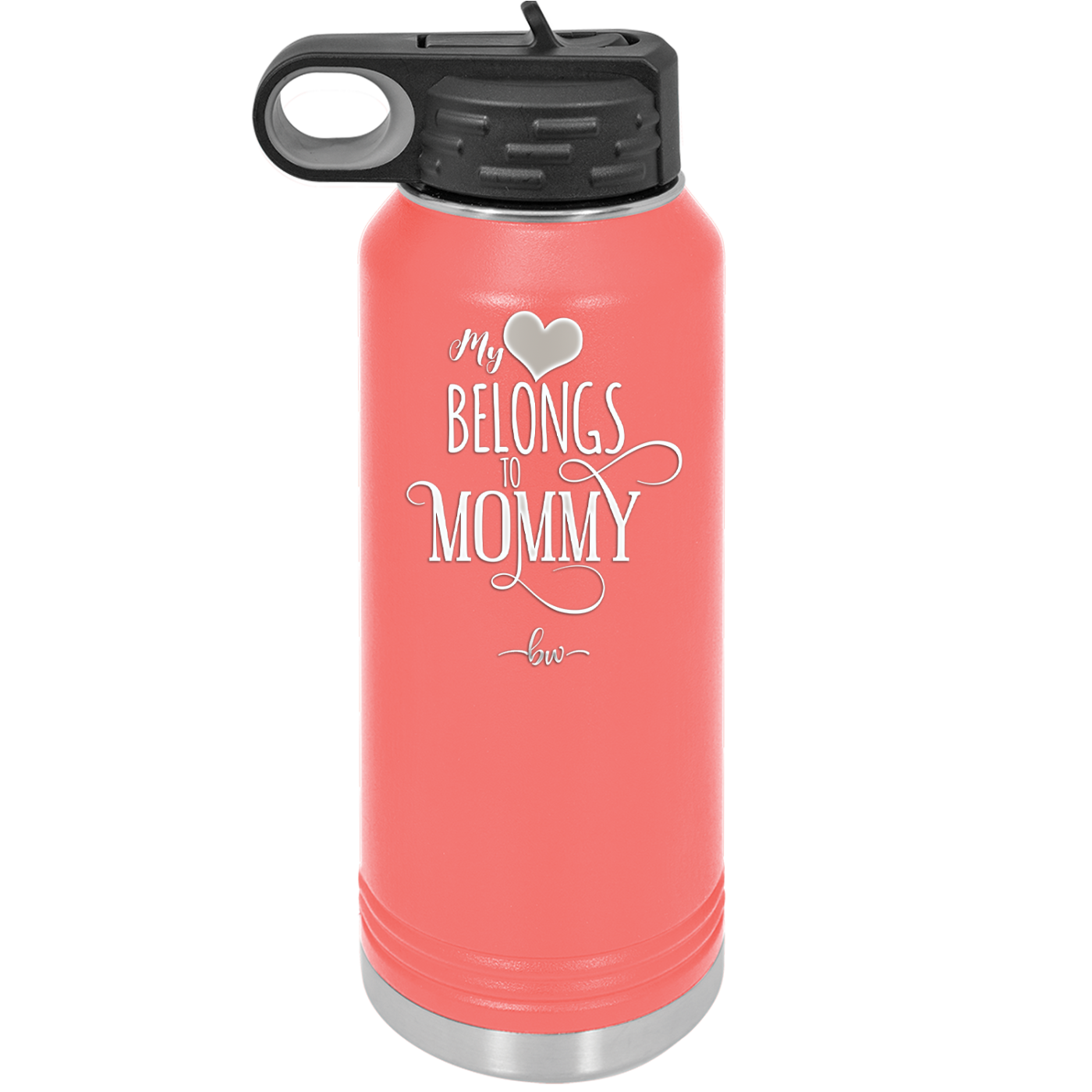 My Heart Belongs to Mommy Pretty - Laser Engraved Stainless Steel Drinkware - 1999 -