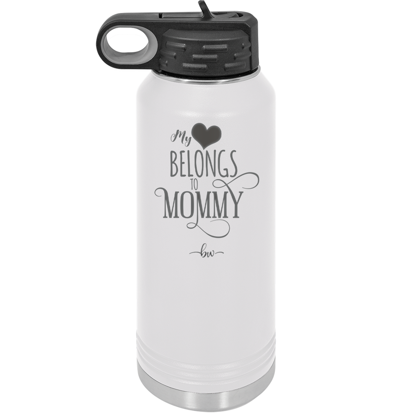 My Heart Belongs to Mommy Pretty - Laser Engraved Stainless Steel Drinkware - 1999 -