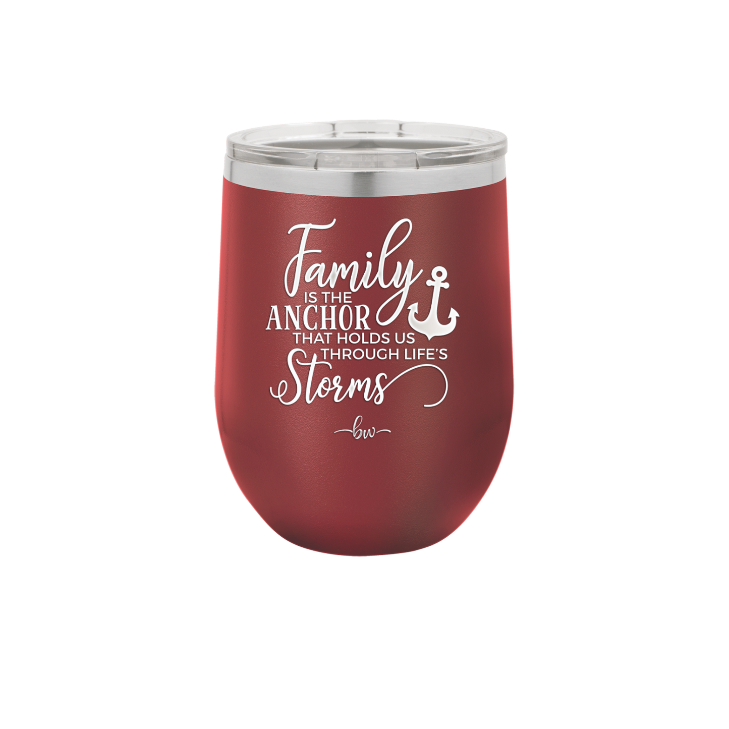 Family is the Anchor that Holds Us Through Life's Storms - Laser Engraved Stainless Steel Drinkware - 2019 -