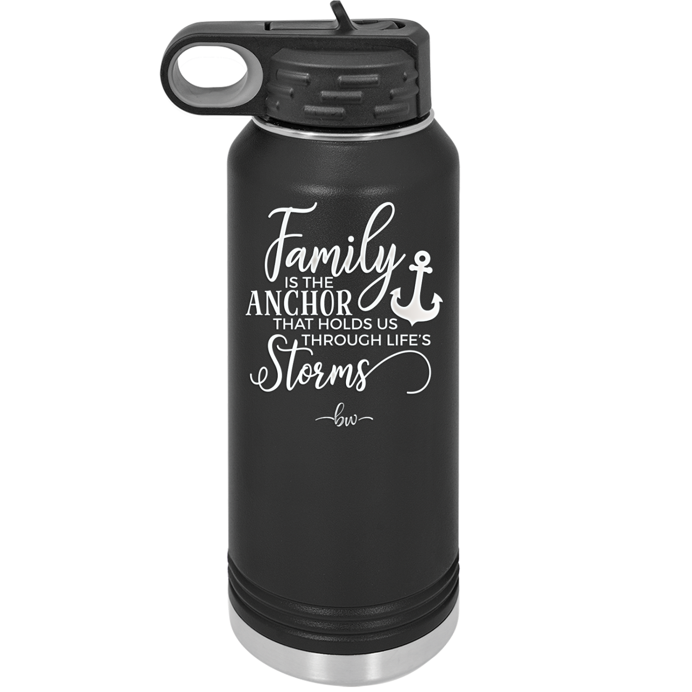 Family is the Anchor that Holds Us Through Life's Storms - Laser Engraved Stainless Steel Drinkware - 2019 -