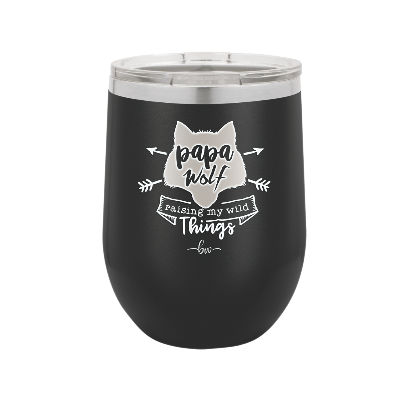 Papa Wolf Raising My Wild Things - Laser Engraved Stainless Steel Drinkware - 2022 -
