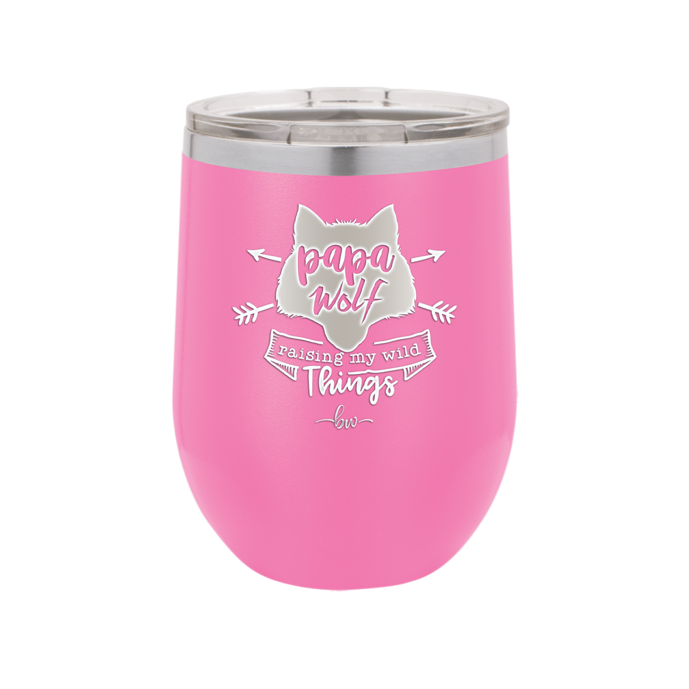 Papa Wolf Raising My Wild Things - Laser Engraved Stainless Steel Drinkware - 2022 -