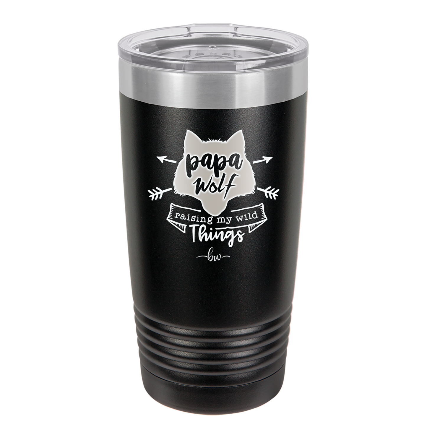 Papa Wolf Raising My Wild Things - Laser Engraved Stainless Steel Drinkware - 2022 -