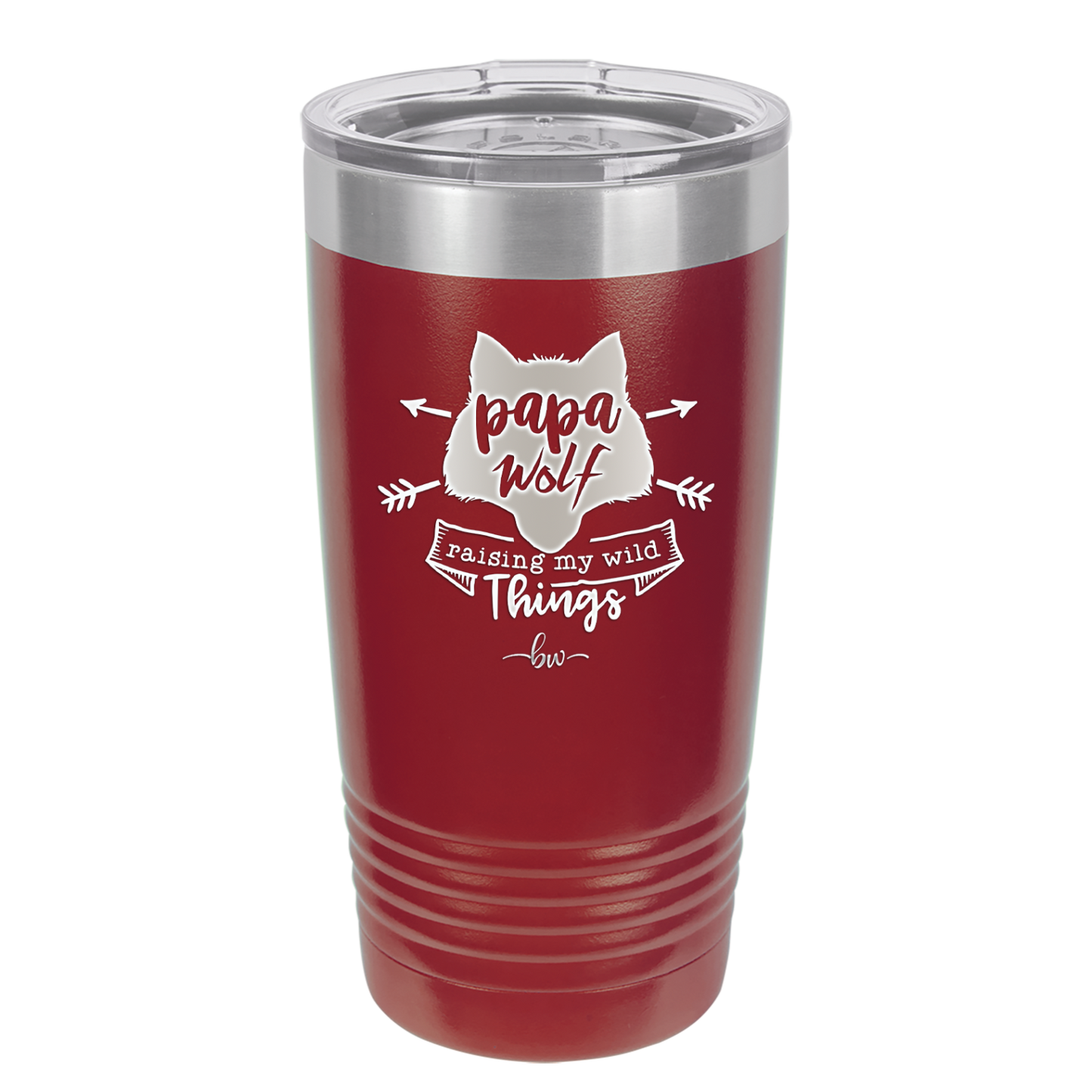 Papa Wolf Raising My Wild Things - Laser Engraved Stainless Steel Drinkware - 2022 -