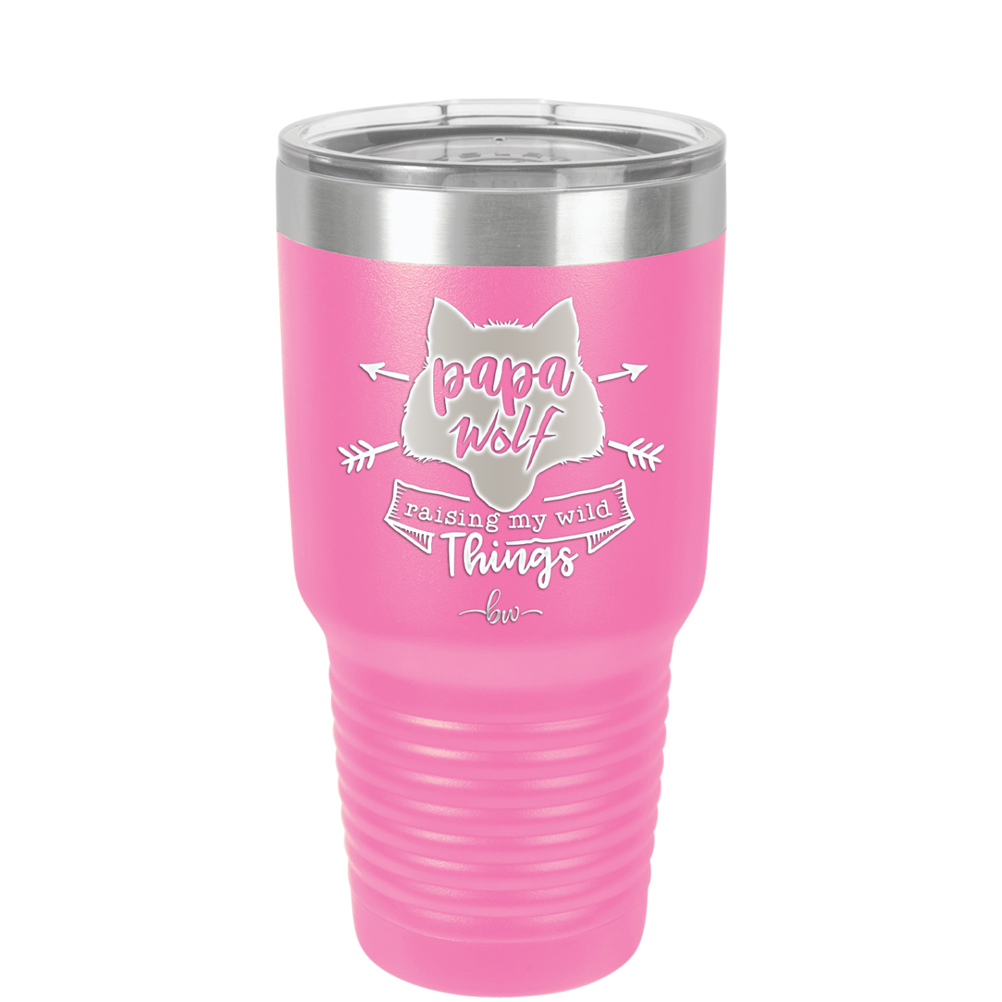 Papa Wolf Raising My Wild Things - Laser Engraved Stainless Steel Drinkware - 2022 -