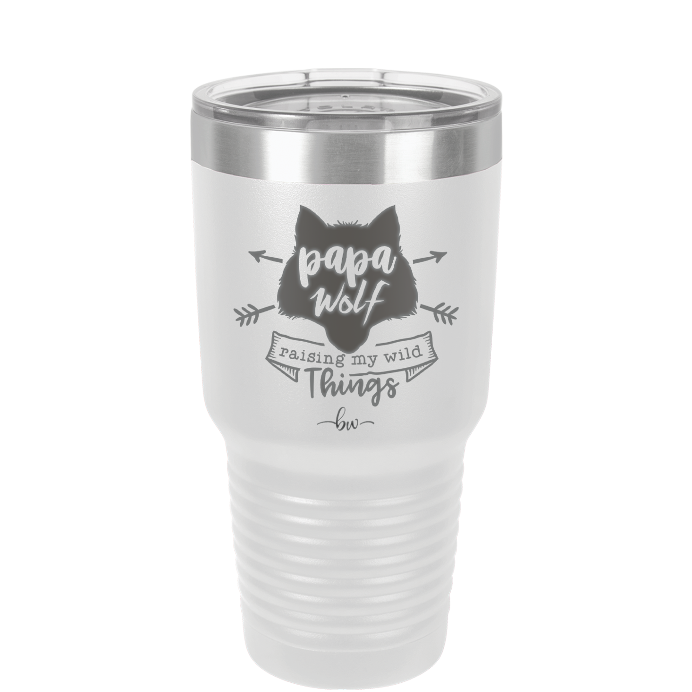 Papa Wolf Raising My Wild Things - Laser Engraved Stainless Steel Drinkware - 2022 -