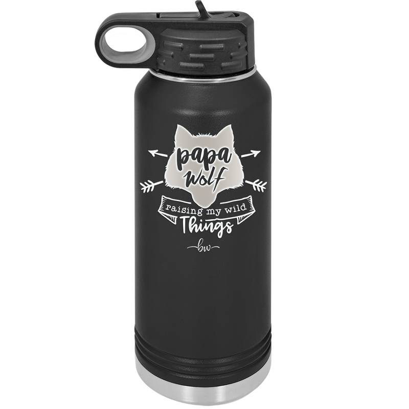 Papa Wolf Raising My Wild Things - Laser Engraved Stainless Steel Drinkware - 2022 -