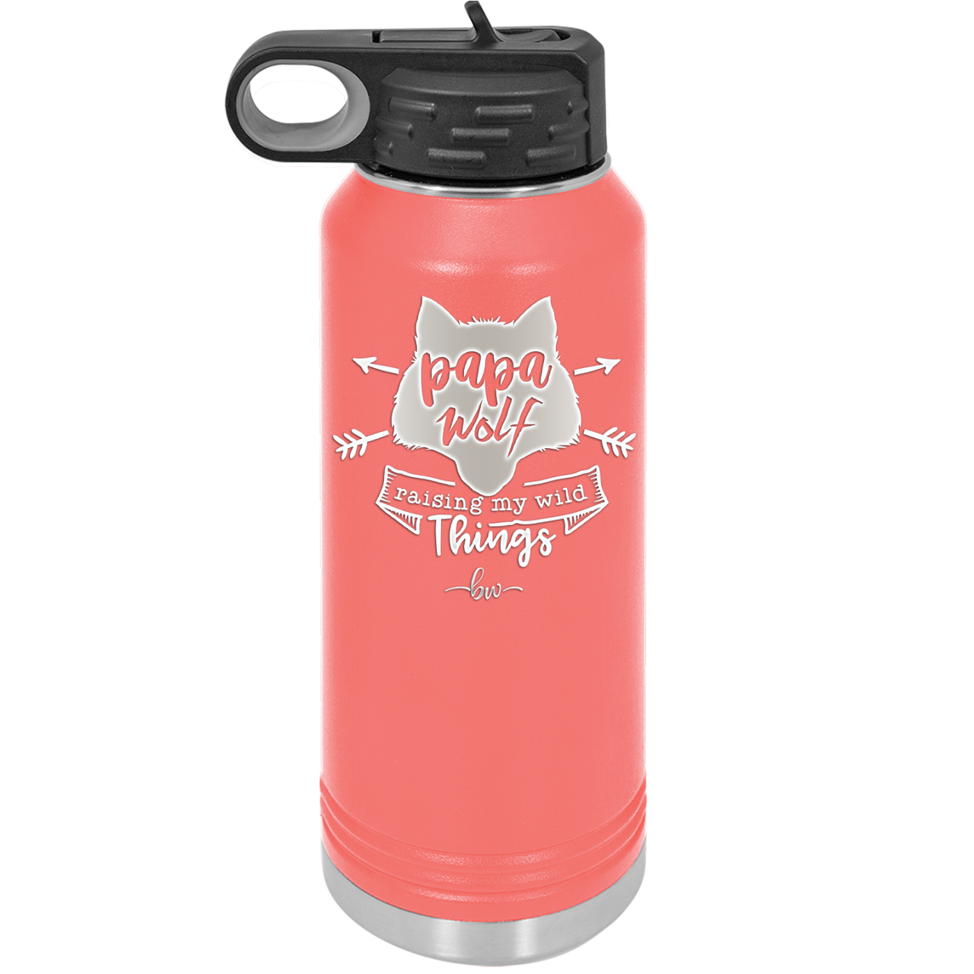 Papa Wolf Raising My Wild Things - Laser Engraved Stainless Steel Drinkware - 2022 -