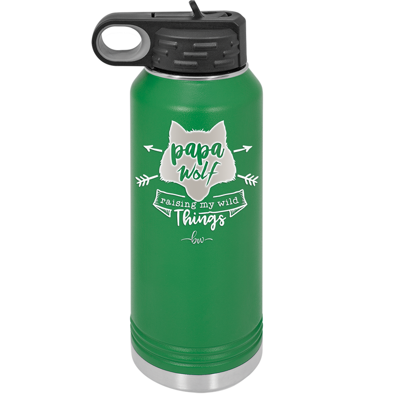 Papa Wolf Raising My Wild Things - Laser Engraved Stainless Steel Drinkware - 2022 -