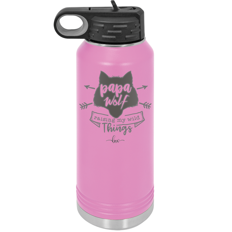 Papa Wolf Raising My Wild Things - Laser Engraved Stainless Steel Drinkware - 2022 -