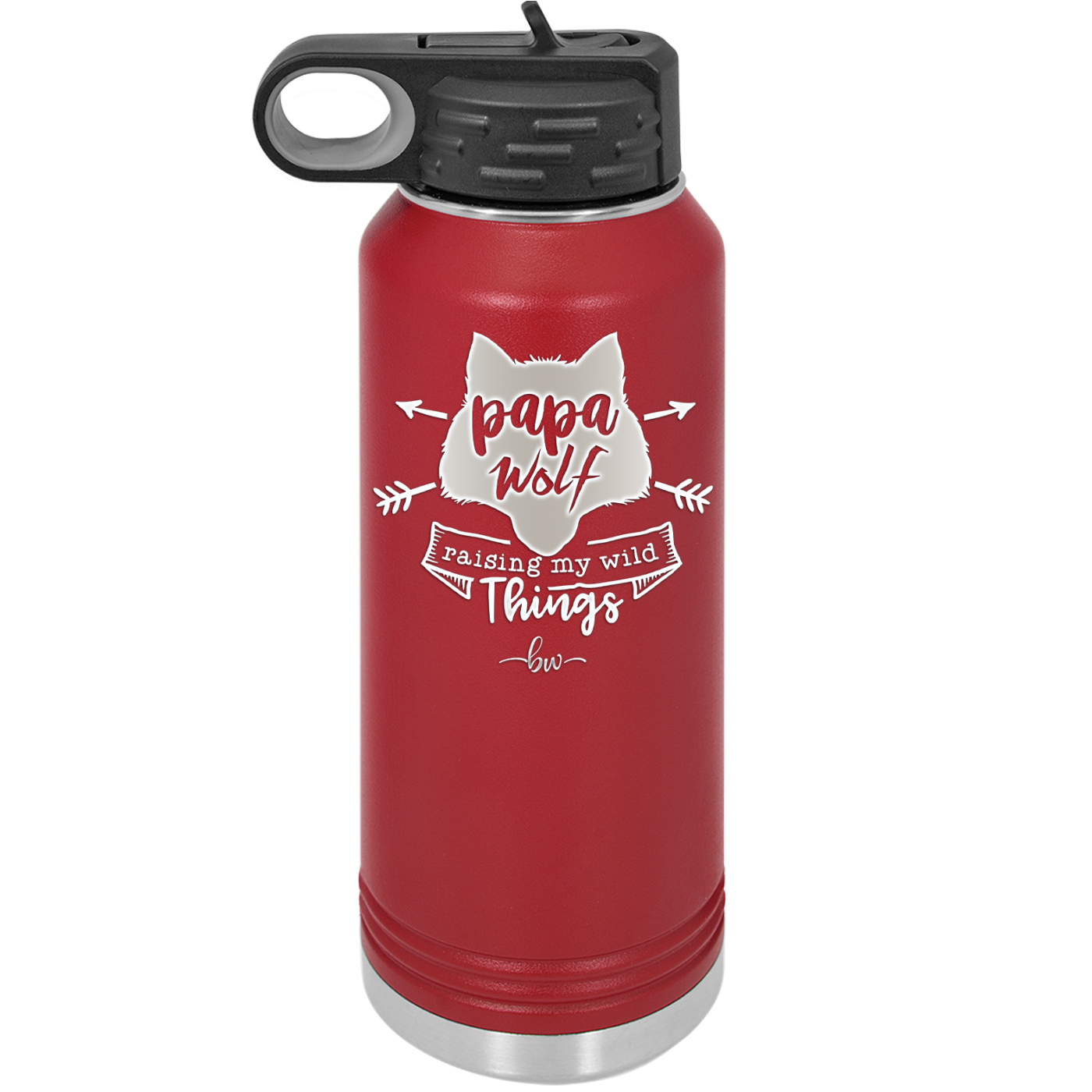 Papa Wolf Raising My Wild Things - Laser Engraved Stainless Steel Drinkware - 2022 -