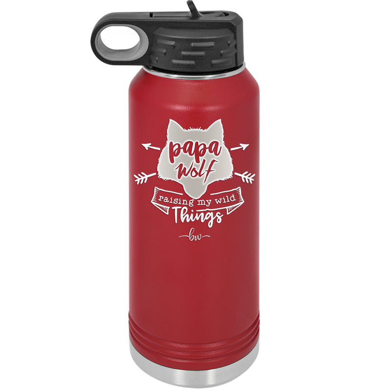 Papa Wolf Raising My Wild Things - Laser Engraved Stainless Steel Drinkware - 2022 -